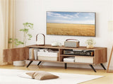 Oak Mid-Century Modern TV Stand for 55-Inch TVs, 210 lbs Capacity Entertainment Center with Storage 43790343