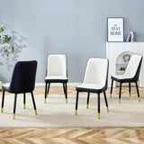 Modern Two-Tone PU Dining Chairs - White and spliced chairs With Gold Decorated Legs.White and W1151P217981