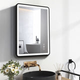 ZNTS 24x32 Black Metal Framed Bathroom Mirror for Wall Rounded Rectangle Mirror, Bathroom Vanity Mirror, W135553709