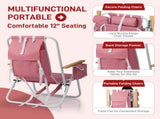 4-Position Adjustable Backpack Beach Chair, Foldable Rustproof Aluminum Frame Lounge Chair with 61130100