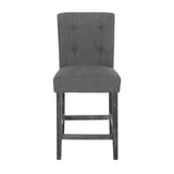 Contemporary Fabric Button Tufted 26 Inch Counter Stools, Set of 2, Charcoal 71254.00CHAR