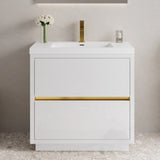 36" Freestanding Bathroom Vanity with Sink, Bathroom Storage Vanity Cabinet with Stone Resin W1573P211196