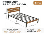 Metal Platform Bed Frame with Headboard & Footboard - No Box Spring Needed, 800LBS Sturdy Wooden 00747353
