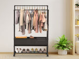 3 Tiered Portable Clothing Rack For Bedroom Entryway Double Hanging Rods Sturdy Iron Garment Rack 09895444
