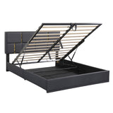 ZNTS Queen Size Upholstered Platform Bed with Hydraulic Storage System,No Box Spring Needed,Black WF310943AAB