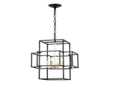 4-Light Metal Lantern Tiered Pendant Hanging Light Fixtures, Industrial Farmhouse Adjustable Height W1592P247685