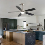 Modern 52 Inch Led Ceiling Fan 110V 6 Speed Wind 5 Blades Remote Control Reversible DC Motor W882P146293