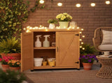 Potting Bench with Storage Cabinet and Metal Table Top for Outdoor Patio,Outdoor Work Station Table 30872613