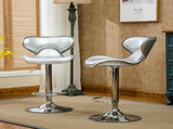 Masaccio Upholstery Airlift Adjustable Swivel Barstool with Chrome Base, Set of 2, Silver T2574P164837