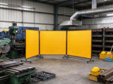 6x6 ft 3-Panel Welding Screen, Flame-Resistant Vinyl Welding Curtain with Frame & 12 Swivel Wheels 15584735