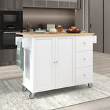 Rolling Mobile Kitchen Island with Solid Wood Top Locking Wheels,52.7 Inch Width,Storage Cabinet WF287035AAW