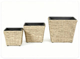 3-Piece Nested Rattan Planter Set, UV Resistant PP Wicker Plant Boxes with Removable Liner & 32949696