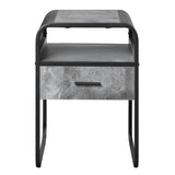 Concrete Grey and Black 1-drawer End Table B062P185653