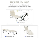 Foldable Outdoor Chaise Lounge Chair, 5-Level Reclining Camping Tanning Chair with Aluminum Frame, W2225141503