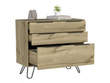 Light Dresser 35"H, Three Drawers, Superior Top, Hairpin Legs, Light Oak B097132921
