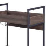 Walnut and Black Serving Cart with 2 Shelves B062P184579