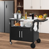 ZNTS Outdoor Grill Cart with Storage, Rolling Bar Cart Movable Kitchen Island for BBQ, Patio Dining Cart 64945841