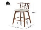 Doria Indoor Wooden Barstool, Walnut Finish With Beige Upholstery, Set of 2 N775P299416W