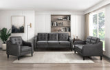 Gray Polished Microfiber Upholstered 1pc Sofa Button Tufted Contoured Arms Solid Wood Frame Couch B011P206272