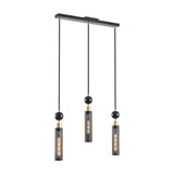 ZNTS Modern Black and Gold 3-Light Pendant Chandelier, Adjustable Hanging Lights with Cylindrical Mesh W1340P233174