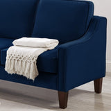 Modern 3 Person seat Sofa Couch with Scooped Armrest/Wood legs,Upholstered Velvet 3-seat Sofa with W2186P143471