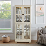 Curio Display Cabinet,Antique Display Cabinet with Glass Doors Adjustable Shelves for Collectibles W2275P231687