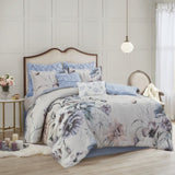 8 Piece Cotton Printed Comforter Set Blue King B03597239
