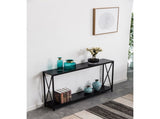 Triamine Board Cross Iron Frame Porch Table Sofa Side Table Black Wood Grain 72302978