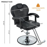 ZNTS Classic Reclining barber Chair Salon Chair for Hair Stylist with Heavy Duty Hydraulic Pump, 360&deg; WF318104BAA