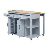 K&K 47 inch Kitchen Island with Extendable Dining Table, Rubber Wood Veneer Kitchen Table with N707P215327G