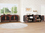 Vintage Arched Sideboard Cabinet with Gold Half-Moon Handle, MDF Storage Cabinet with Adjustable W688P389191