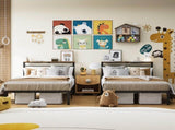 Twin Size Bed Frame with Headboard and Storage Shelf, Metal Bed, Upholstered Wooden Beds, Sturdy 25841436