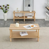 Modern 2-Tier Coffee Table for Living Room Furniture,Rectangular Center Table with Open Storage W3226P279107