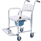4 in 1 Bedside Commode Chair, Transport Shower Wheelchair Toilet Rolling Transport Chair with 4 22403642