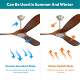 ZNTS 60 Inch Indoor Modern Ceiling Fan With 6 Speed Remote Control 3 Solid Wood Blade For Living Room W934102578