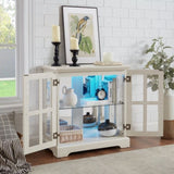 LED Curio Display Cabinet,Antique Display Cabinet with Adjustable Shelves,Retro Design Quality W2275P231693