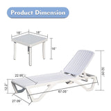 Outdoor Chaise Lounge, Pool Lounge Plastic Adjustable Recliner in-Pool Lounger Tanning Lounge W1859P170164
