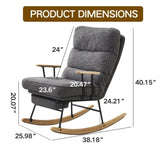 ZNTS Modern Teddy Gliding Rocking Chair with High Back, Retractable Footrest, and Adjustable Back Angle W2012137613