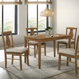 ZNTS Weathered Oak 5-Piece Dining Set with Upholstered Seat B062P209306