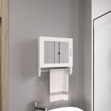 BOTIQ 19.7" H x 17.7" W Mirror Medicine Cabinet with Towel Rack White, One door with Two interior B200P240244