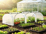 White 9.7' x 3' x 2.5' Mini Tunnel Greenhouse Portable Outdoor Garden Structure, 3 Zipper Doors, 74186208