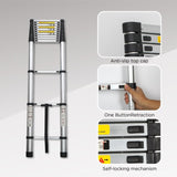 Telescoping Ladder 12.5FT, Telescopic Extension Ladder, Aluminum Alloy Folding Ladder Portable W2660P255609