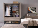 MDF & Particleboard Triamine Veneer 2 Doors 1 Pump Wooden Wardrobe Grey 44264326