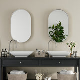 20x34 Inch Oval Recessed Medicine Cabinet, Metal Framed Bathroom Wall Cabinet with Mirror and W1435P201161