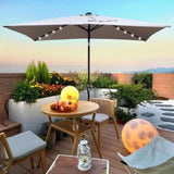 10 x 6.5t Rectangular Patio Solar LED Lighted Outdoor Umbrellas with Crank and Push Button Tilt for W65690316