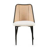 Off White Rattan Dining Chairs Set of 4,Boucle Chairs with Natural Cane Back, Upholstered Dining W1164P218673
