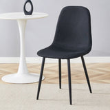 Luxury Simple Chair - Set of 4 BLACK Linen-Cotton Material High Resilience Dining Chair with Metal W1151P262623