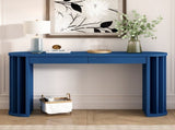 U_Style 59-inch Long Console Table With Oak Veneer Entryway Table With Vertical Ribbed Table Leg N711P290711V