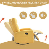 Manual Recliner Chair with Rocker and Swivel in Fabric for Living Room, Yellow W3224P289295