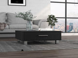 Coffee Table, One Drawer, Four Legs, Black B097132903